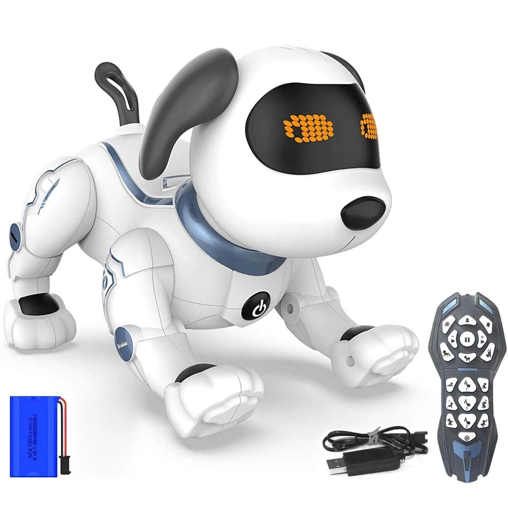 Cane Robot Radiocomandato Cagnolino Interattivo Giocattolo per Bambini a Batteria Bianco