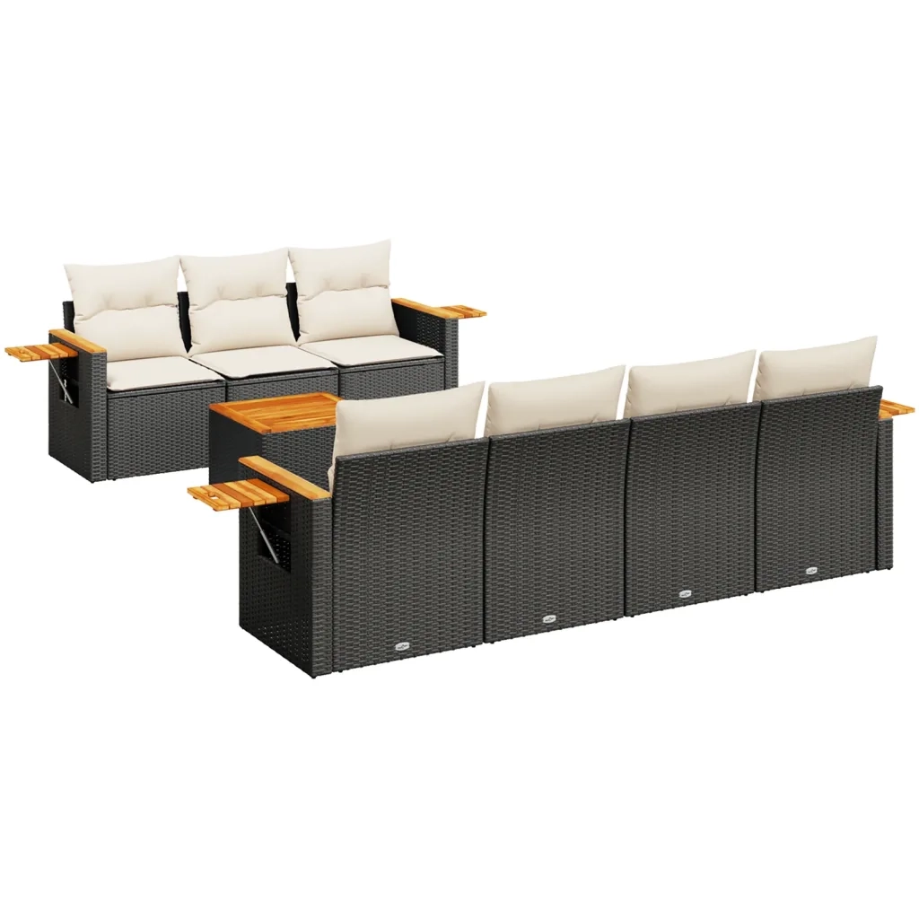 Set Divani da Giardino con Cuscini 8 pz Nero in Polyrattancod mxl 88464