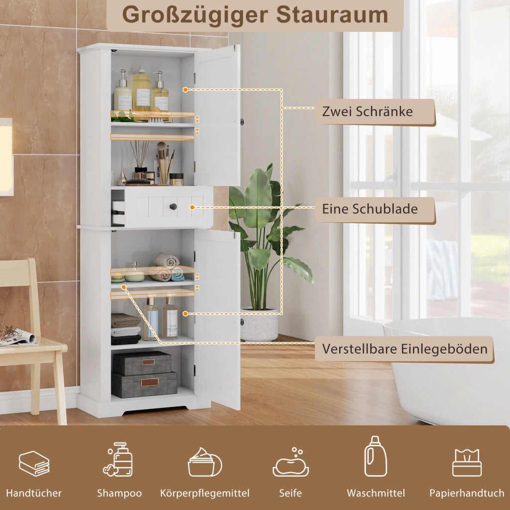Armadietto Bagno con Cassetto ¨C MINIMAL ¨C Bianco, 56x28x167 cm