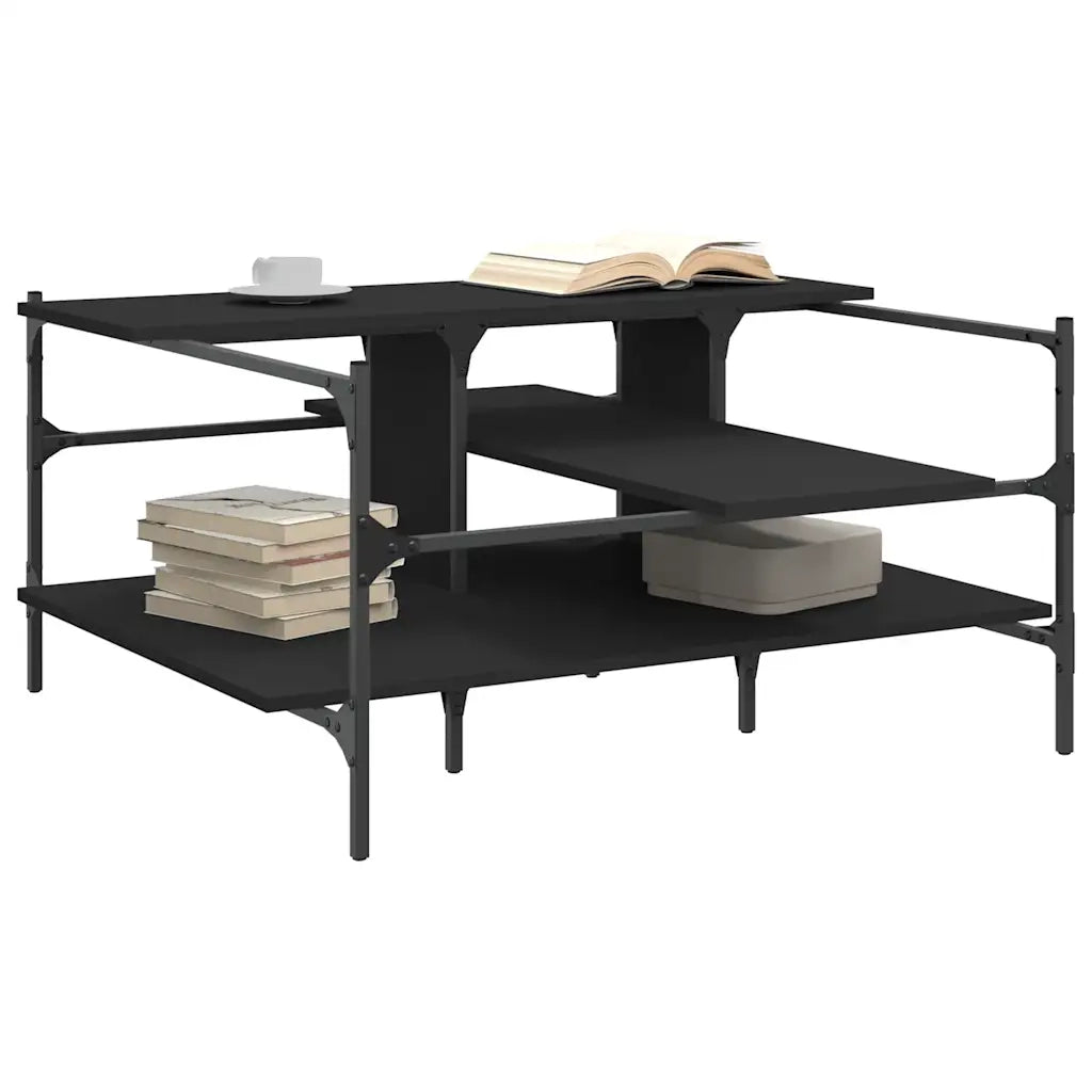 Tavolino da Salotto Nero 100x100x48,5 cm in Legno Multistrato 842311