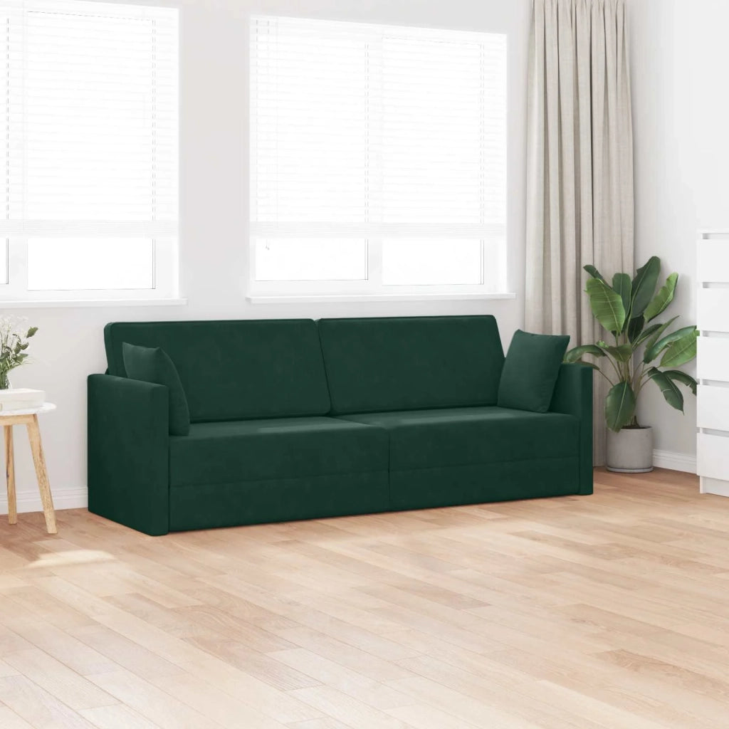 Divano-letto da pavimento Verde Scuro 213 x 70 x 77 cm Velluto 4106728