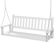 Altalena da Giardino in Legno per 3 Persone, Panchina Sospese in Legno con Capacità di Peso di 360 kg, Sedia a Dondolo per Giardino, Cortile (168 x 65 x 63 cm, Bianco)