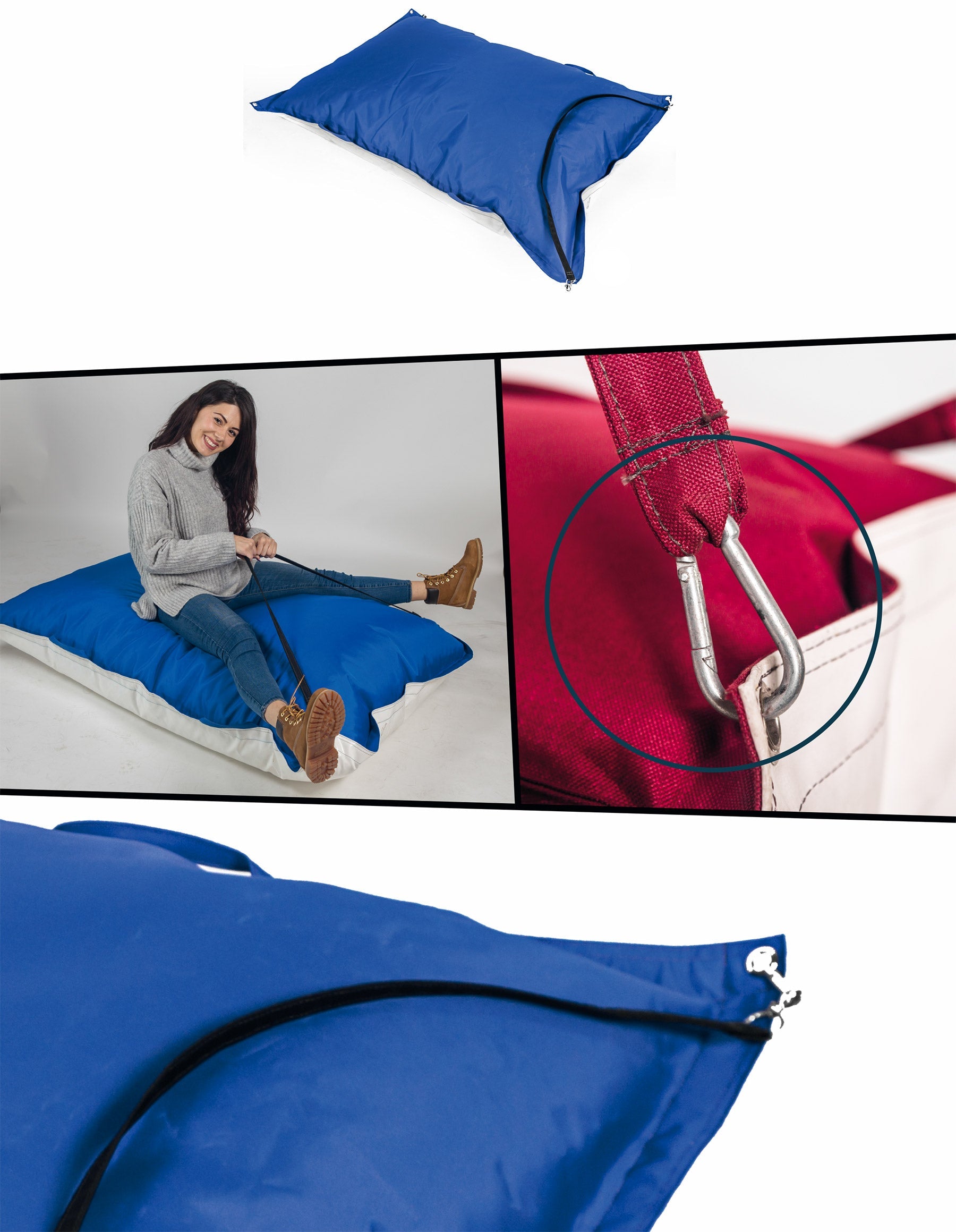 Cuscinone Slitta per Neve 160x110 cm in Acrilico Pomodone Scivolone Bianco