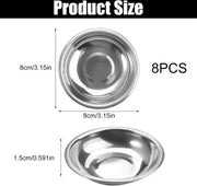Set di 6 ciotole in acciaio inossidabile mini - 8cm ciotole per salse piccole - piatti rotondi per sushi per spezie e snack