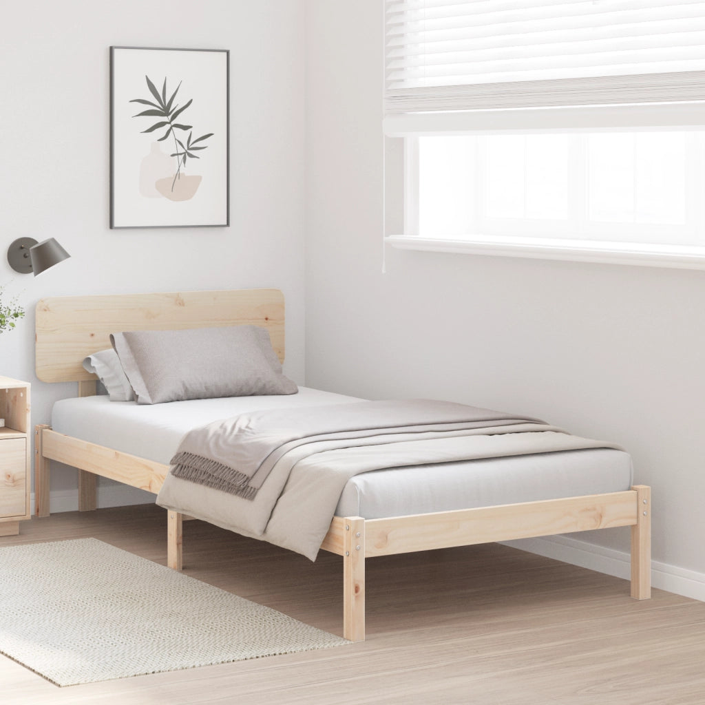 Struttura Letto con Testiera 100x200 cm in Legno Massello di Pino