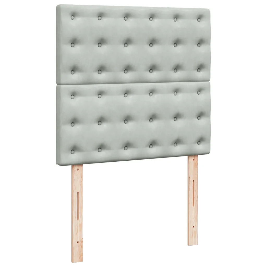 Giroletto a Molle con Materasso Grigio Chiaro 90x190 cm Velluto