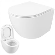 Sedile WC senza brida, con chiusura ammortizzata, in Duroplast, con sistema di scarico Vortex, 49 cm
