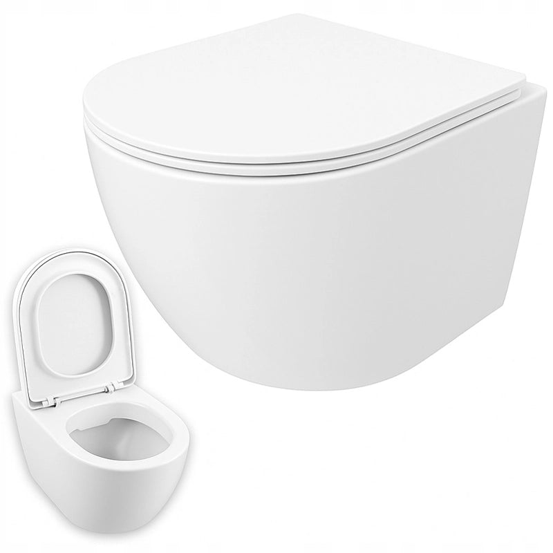 Sedile WC senza brida, con chiusura ammortizzata, in Duroplast, con sistema di scarico Vortex, 49 cm