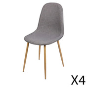 Set di 4 sedie in tessuto grigio scuro con gambe in metallo effetto legno – 45x87x54 cm, altezza seduta 49 cm – Collezione NORDICA