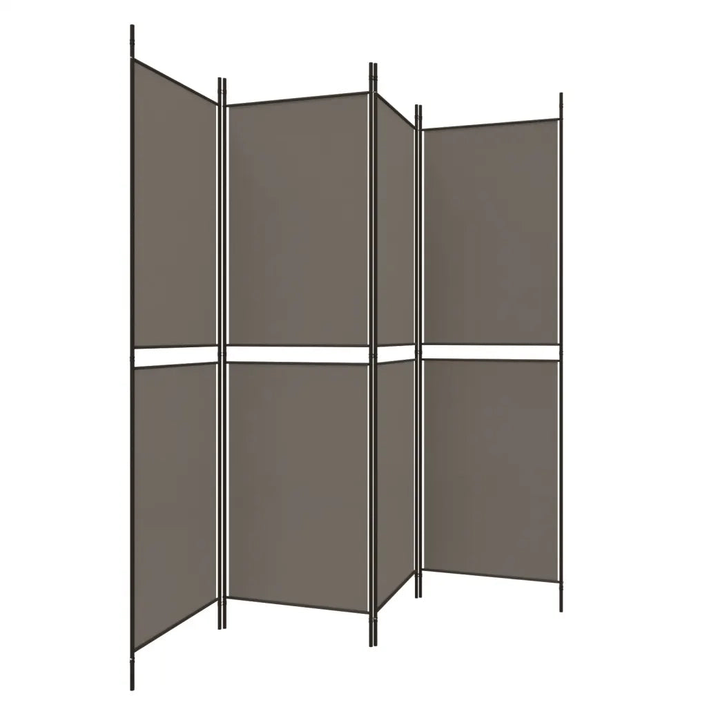 Divisorio a 4 Pannelli Antracite 200x200 cm Tessuto 350232