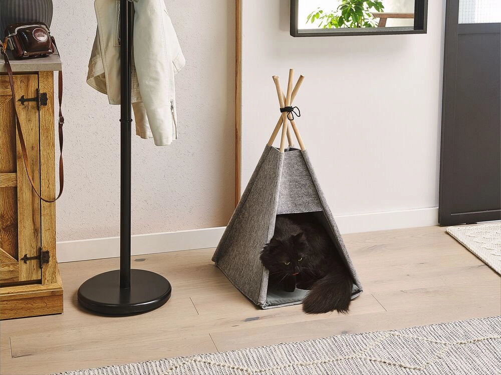 Tenda per cani gatto 35 x 40 cm in feltro grigio con imbottitura