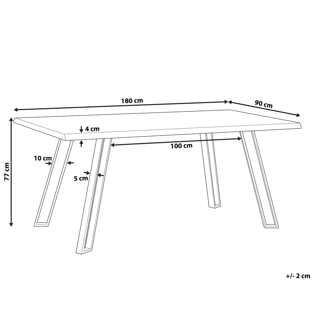 Tavolo da pranzo in legno chiaro 180 x 85 cm con gambe in metallo Nero da cucina