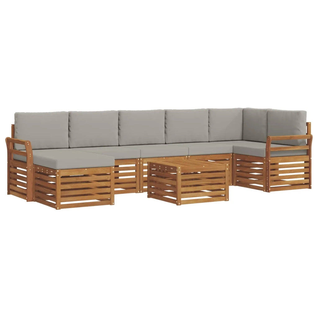 Set di divani da esterno 8 pcs Grigio Naturale e Chiaro