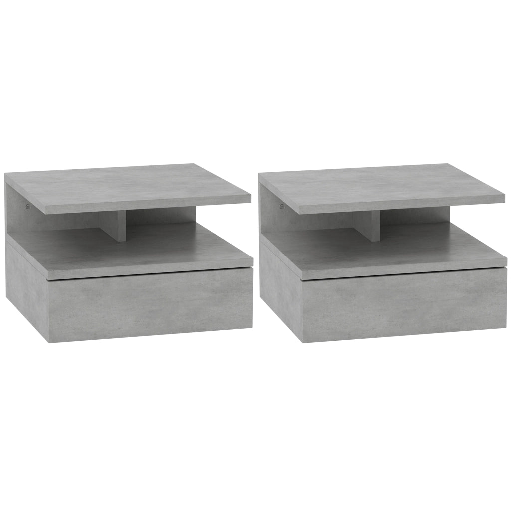 Comodino Moderno con Cassetto e Ripiano ¨C Zephmum ¨C Grigio 35x32x22,5 cm