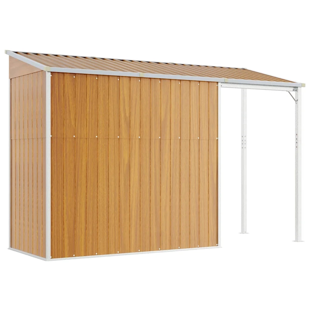 Capannone Tetto Esteso Marrone Chiaro 277x107x181cm Acciaio 364528