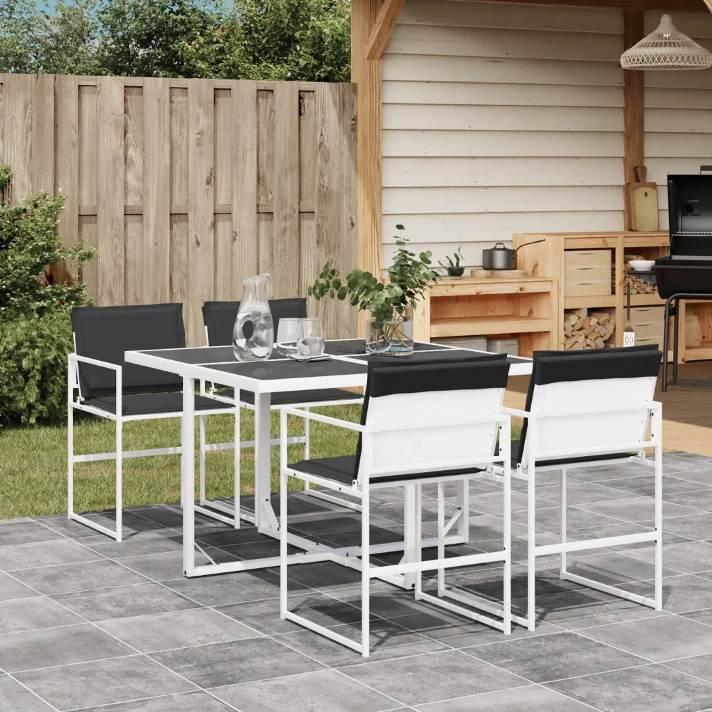 vidaXL Set da Pranzo da Giardino 5 pz con Cuscini Bianco in Textilene