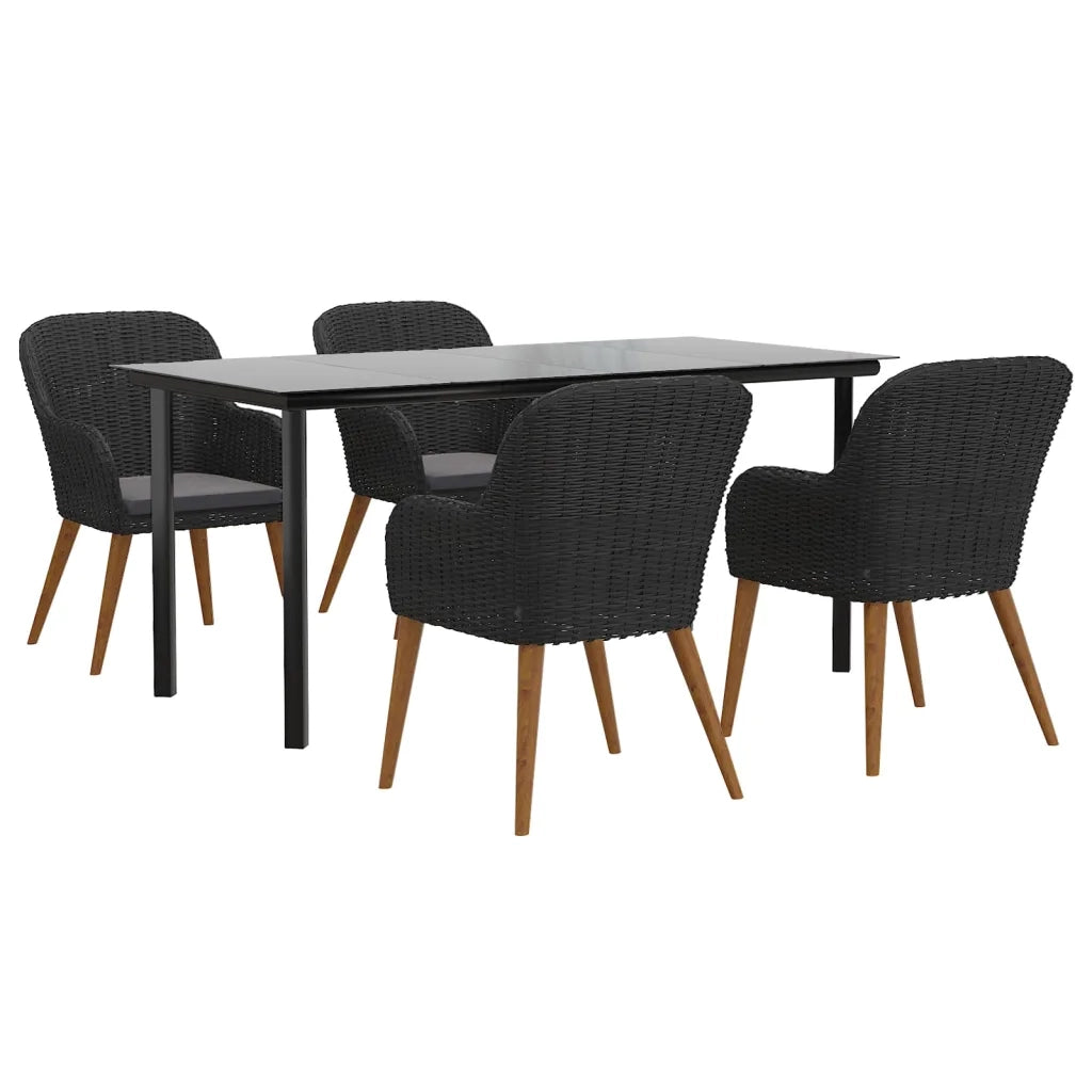 Set da Pranzo da Giardino 5 pz con Cuscini Nero cod mxl 50439