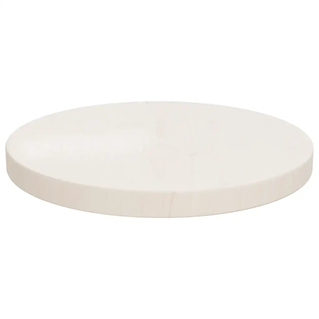 Piano Tavolo Bianco Ø30x2,5 cm in Legno Massello di Pino 813651