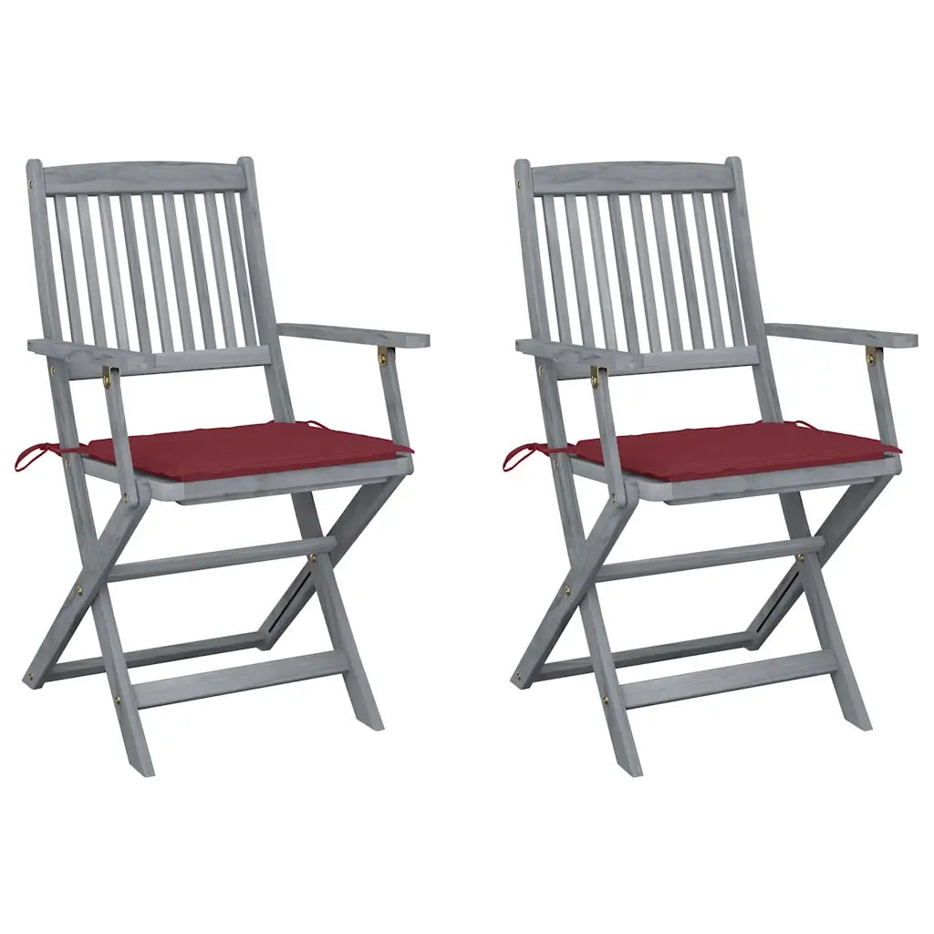 Sedie da Giardino Pieghevoli 2pz con Cuscini in Massello Acacia cod mxl 6323