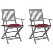 Sedie da Giardino Pieghevoli 2pz con Cuscini in Massello Acacia cod mxl 6323