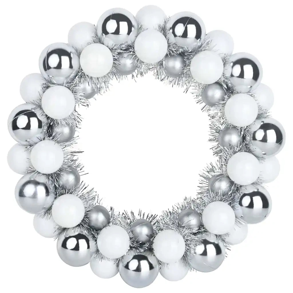 Corone di Palline di Natale 2 pz Bianco e Argento CFW3083849