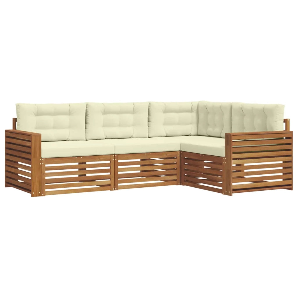 Set di divani da esterno con cuscino 4 pcs Naturale e Crema 3373385