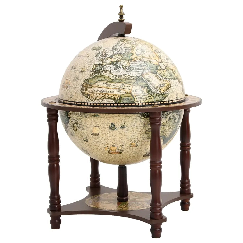 Bar a Globo Portavini Marrone Legno Massello di Eucalipto 343475
