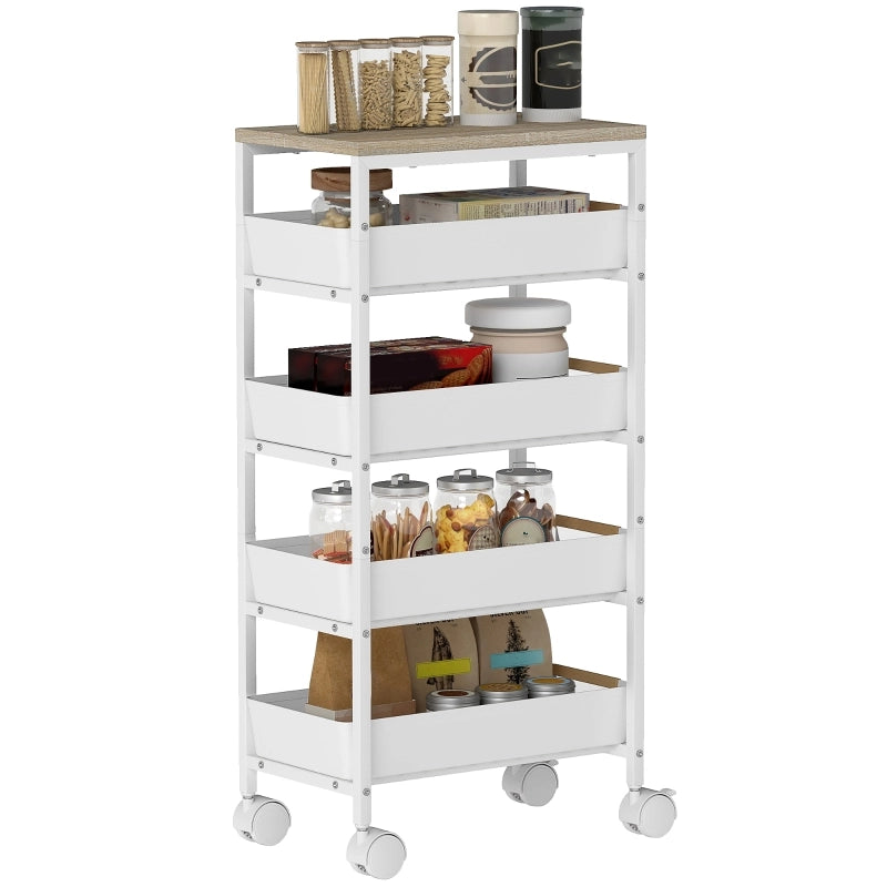 CARRELLO DA CUCINA 39,5x24x82 cm Bianco in metallo
