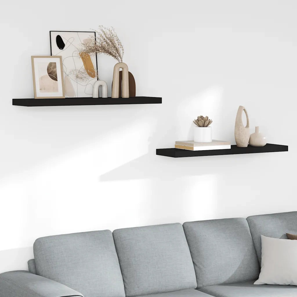 Scaffali a Parete 2 pz Neri 90x23,5x3,8 cm in MDF cod mxl 33441