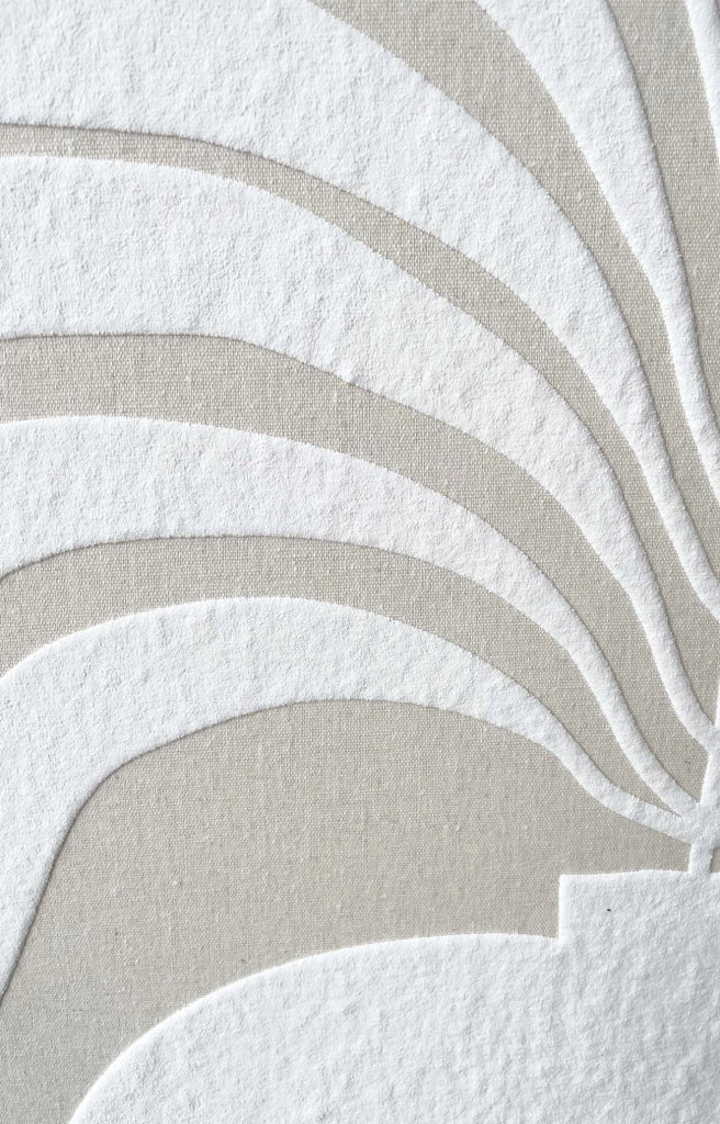 Quadro Hispanohogar in lino con stampa 3D beige e bianco 73x53x4