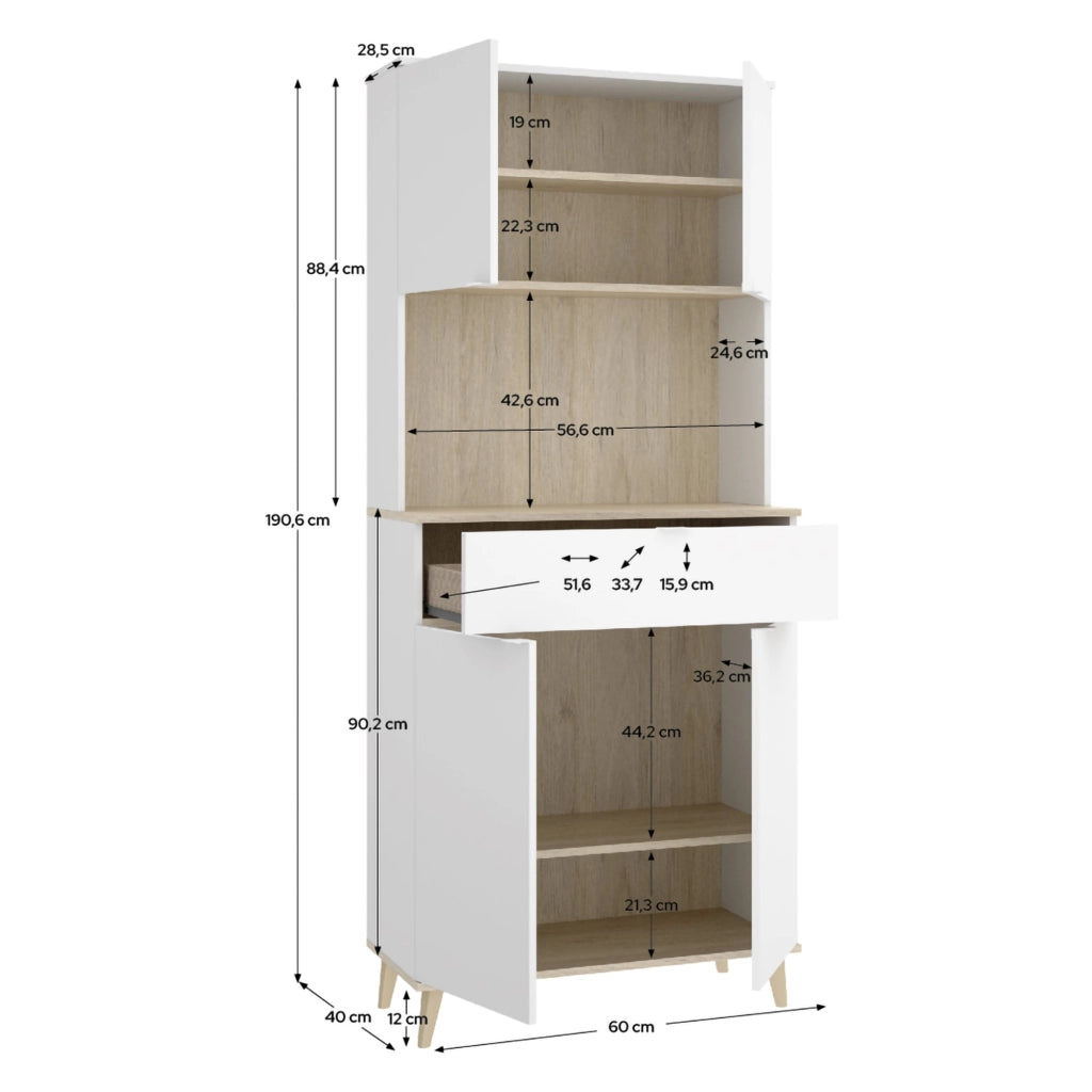 Madia Findlay, Credenza un Cassetto, 40x60x191h cm Bianco