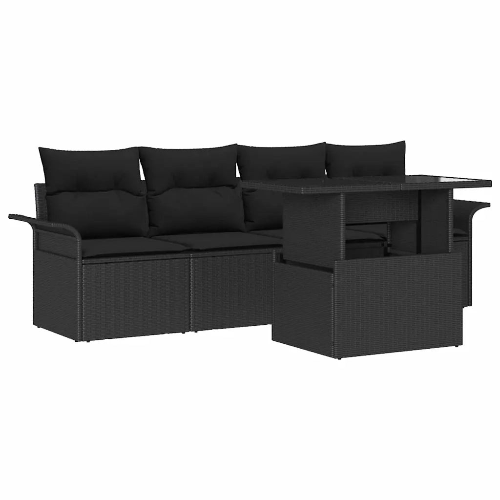 Set Divano da Giardino 5 pcs Nero Rattan in Polipropilene 3356926