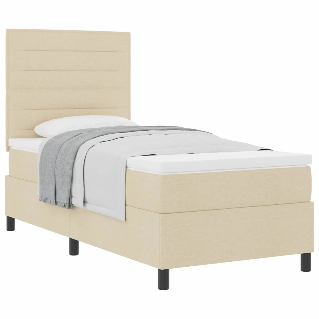 Letto a molle con materasso Crema 80 x 200 cm Tessuto 3339271