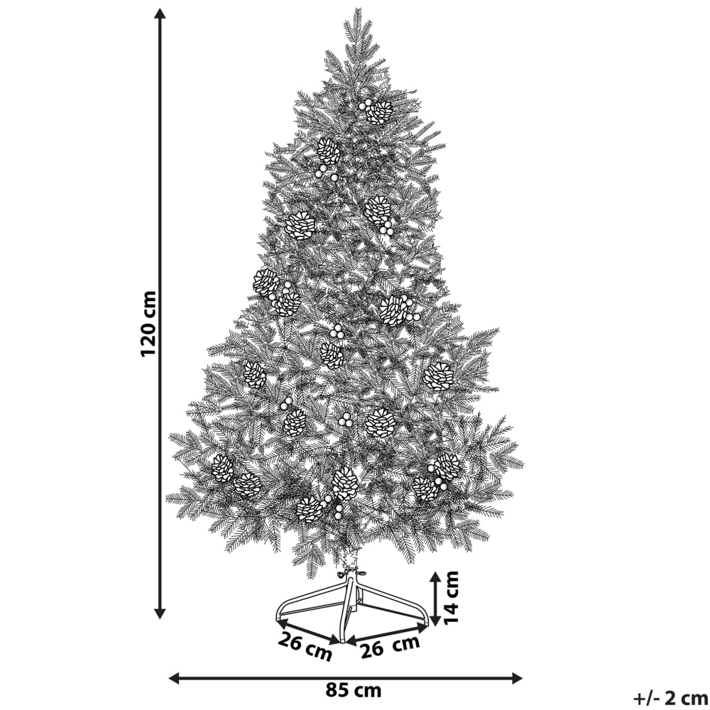 Albero di Natale Artificiale PreIlluminato Verde Innevato Base Nera 120 cm