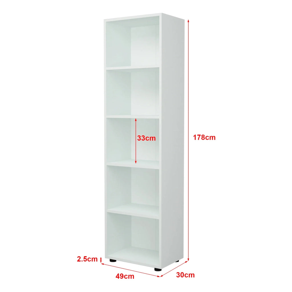 Libreria di design per soggiorno stile originale 5 ripiani 178 x 49 x 30 cm bianco 03_0006520