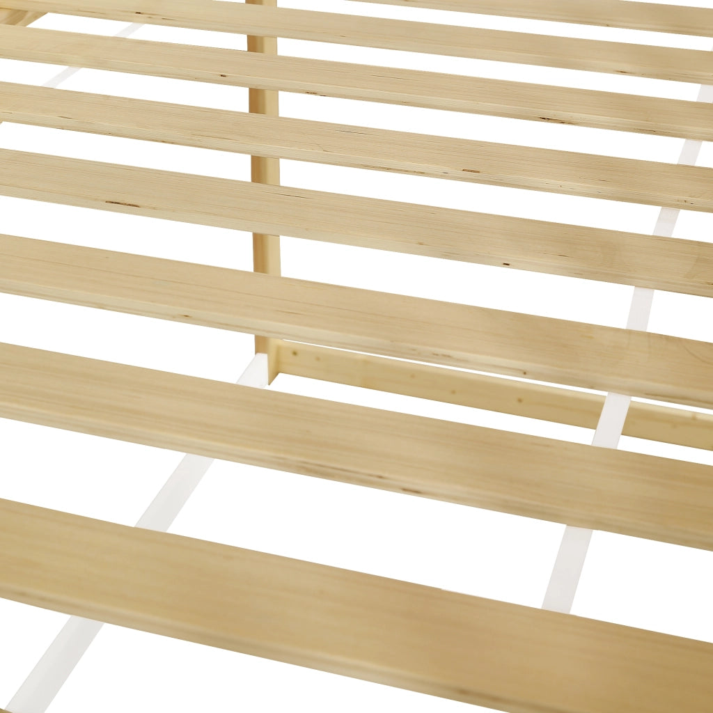 LETTO A CASTELLO PER BAMBINI 90x200 cm, Legno e MDF, Bianco/Naturale