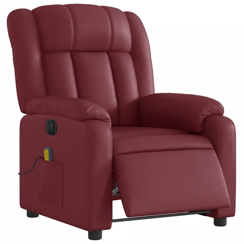 Divano Sedia-Poltrona Massaggiante Reclinabile Rosso Vino in Similpelle 836020