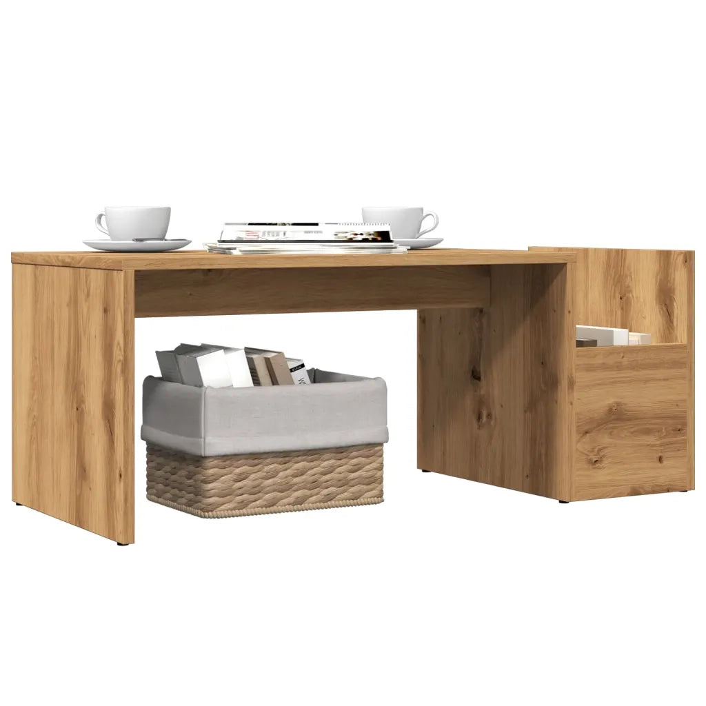 Tavolino da Salotto-Tavolino da soggiorno-Tavolo Rovere Artigianale 90x45x35cm in Truciolato
