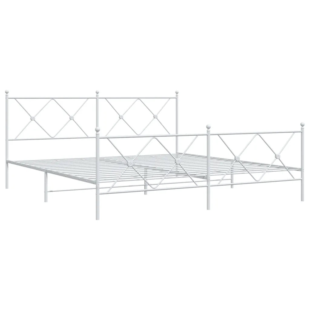Giroletto con Testiera e Pediera-Struttura Letto Metallo Bianco 183x213 cm 164338