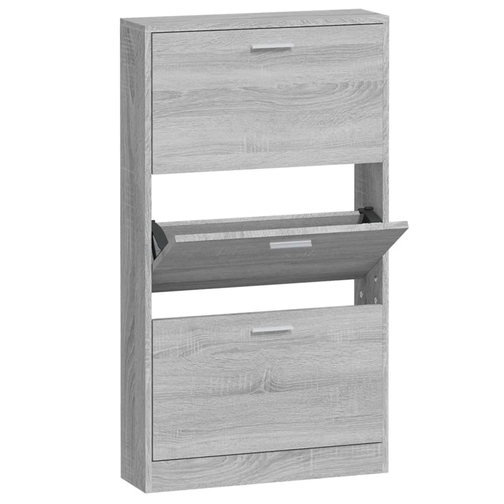 Scarpiera mobiletto portascarpe mobile per ingresso/corridoio/soggiorno legno Sonoma 59 x 17 x 108 cm grigio 02_0022070