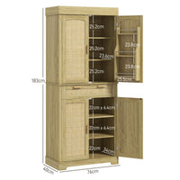 Credenza Cucina Stile Boho 2 Armadietti con Portaspezie e Cassetto 76x40x183 cm Rovere