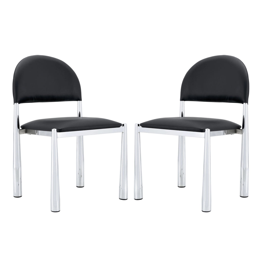 Sedia da pranzo 80 cm con schienale ergonomico in PU nero