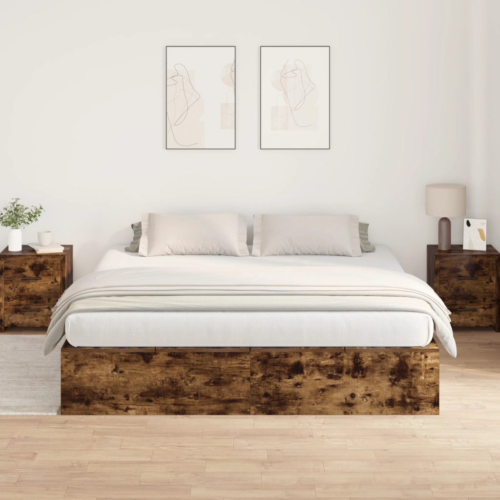 Struttura letto contenitore  in rovere affumicato 200x200 cm