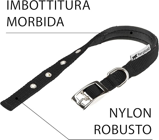 COLLARE PER CANI 'DAYTONA C' mm 20x 35÷43 cm - Col. Nero - FERPLAST