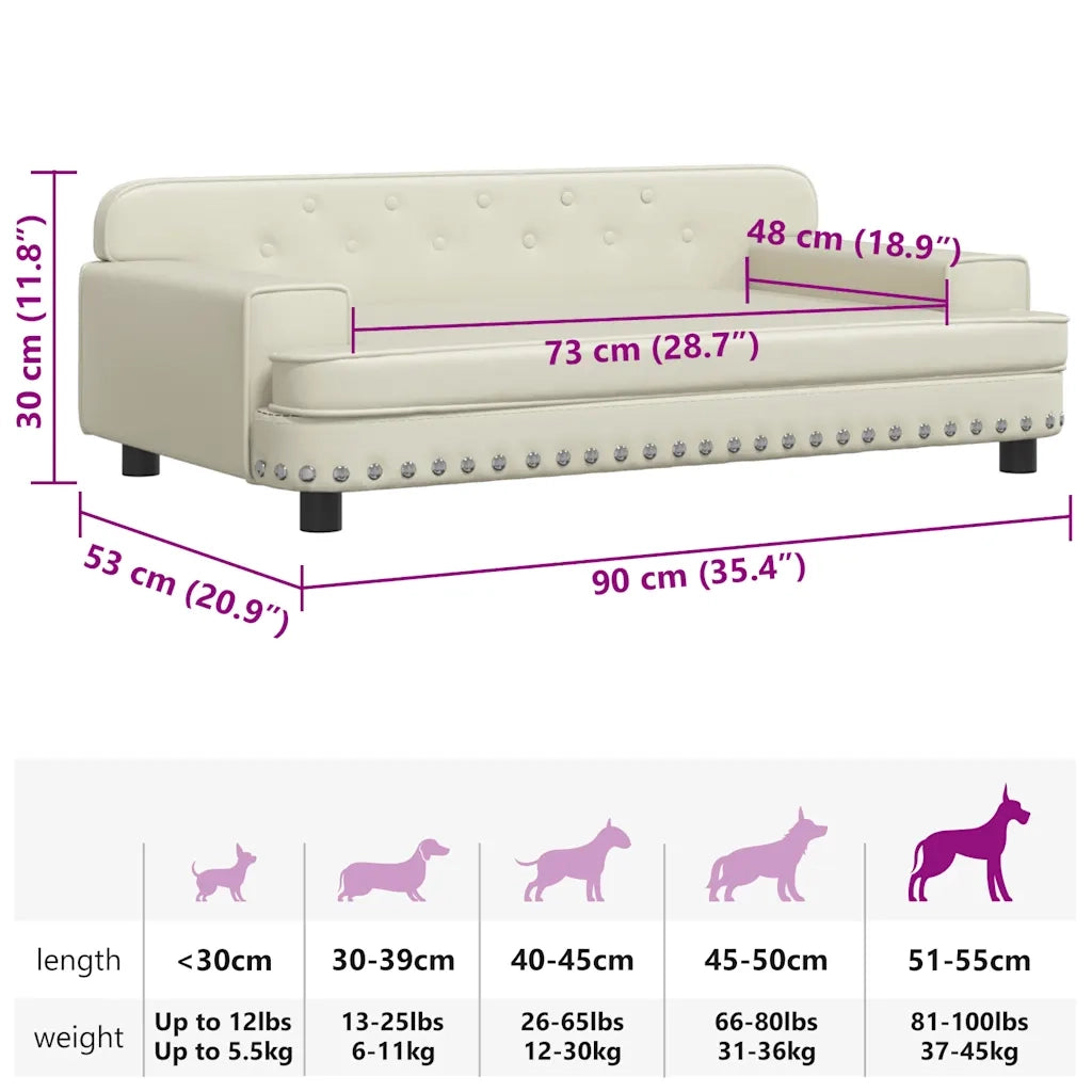 Lettino per Cani Crema 90x53x30 cm in Similpelle 171877