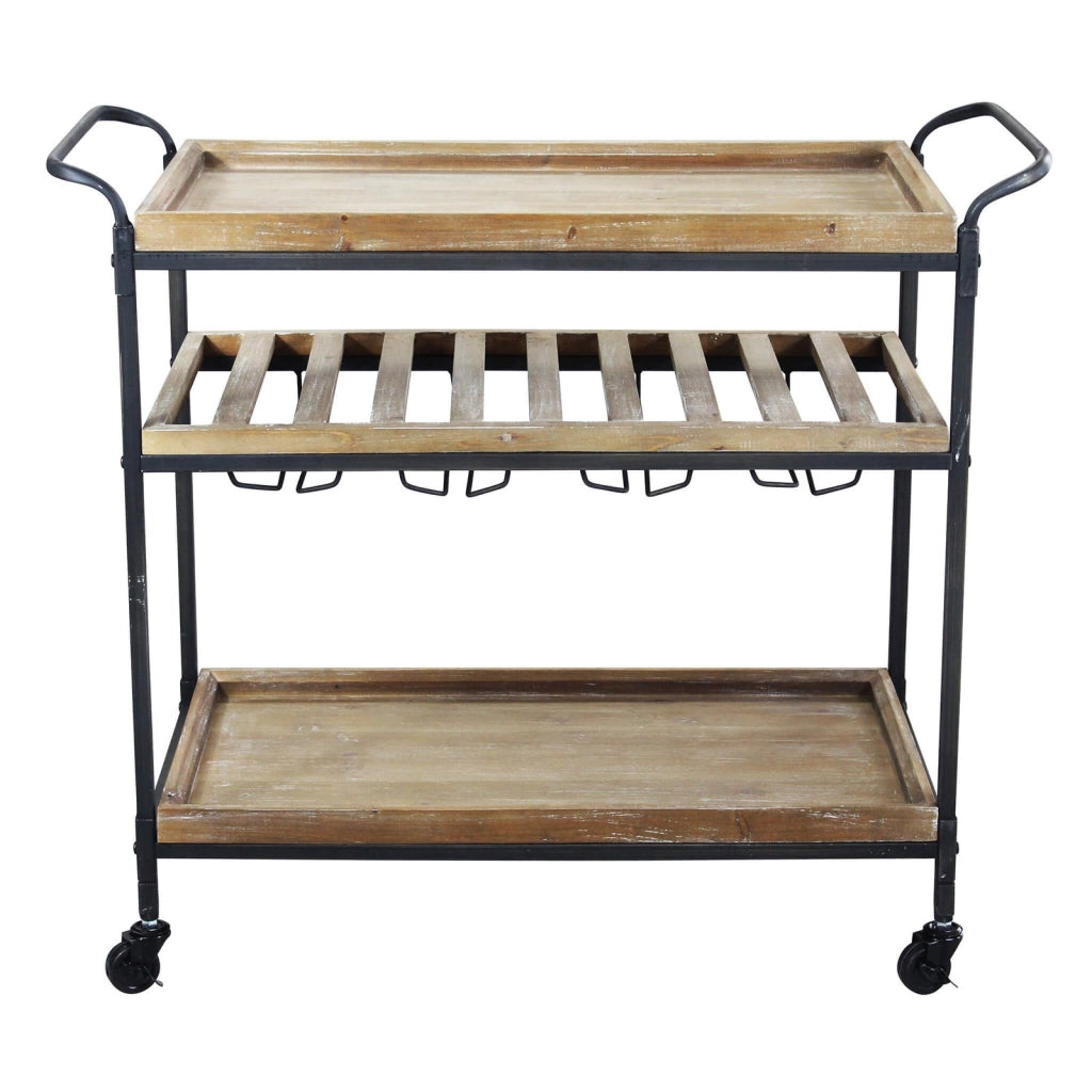 Carrello Portavivande con ruote in Metallo Legno cm 88x43x77 - HERBIE
