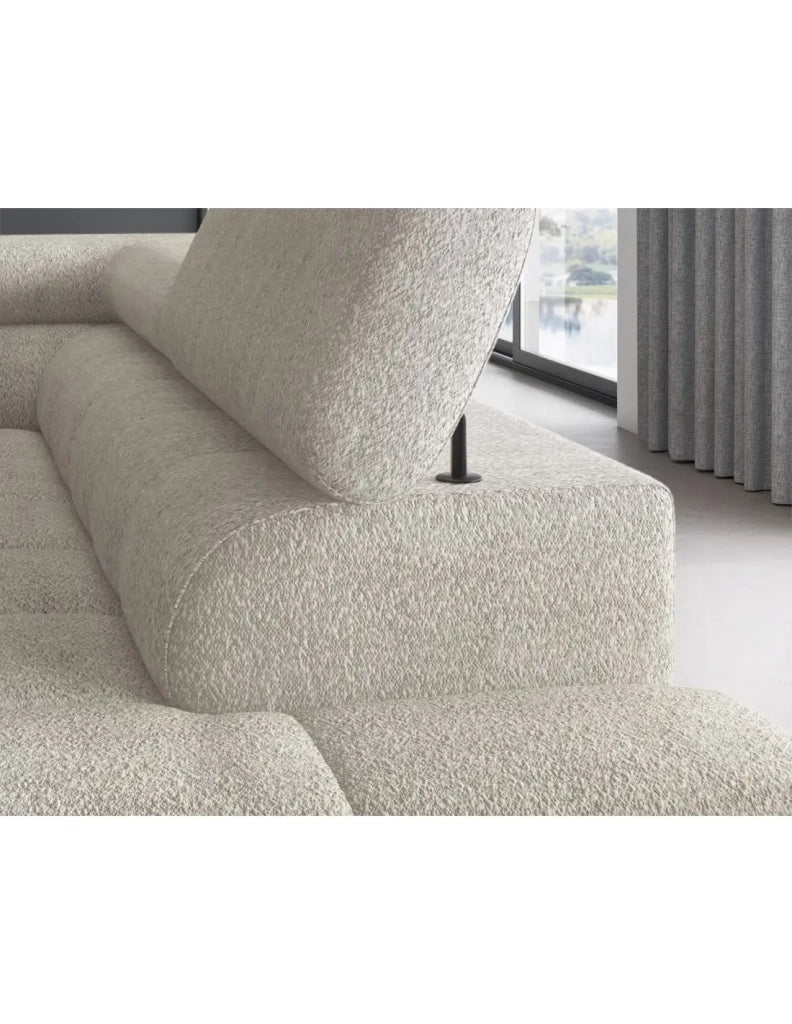 Divano FERRUM Beige chiaro convertibile 5 posti angolo destro con contenitore 276x93x200cm
