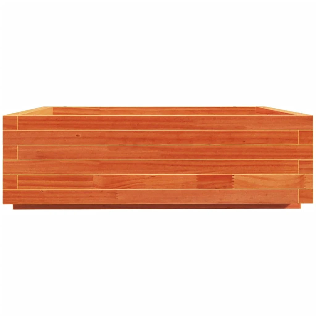Fioriera rialzata per piante fiori terrazza giardino finitura a cera 80 x 80 x 26,5 cm legno di pino massiccio marrone 02_0038500
