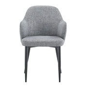Set di 2 sedie da pranzo con schienale avvolgente e piedi metallici in tessuto e metallo grigio e nero