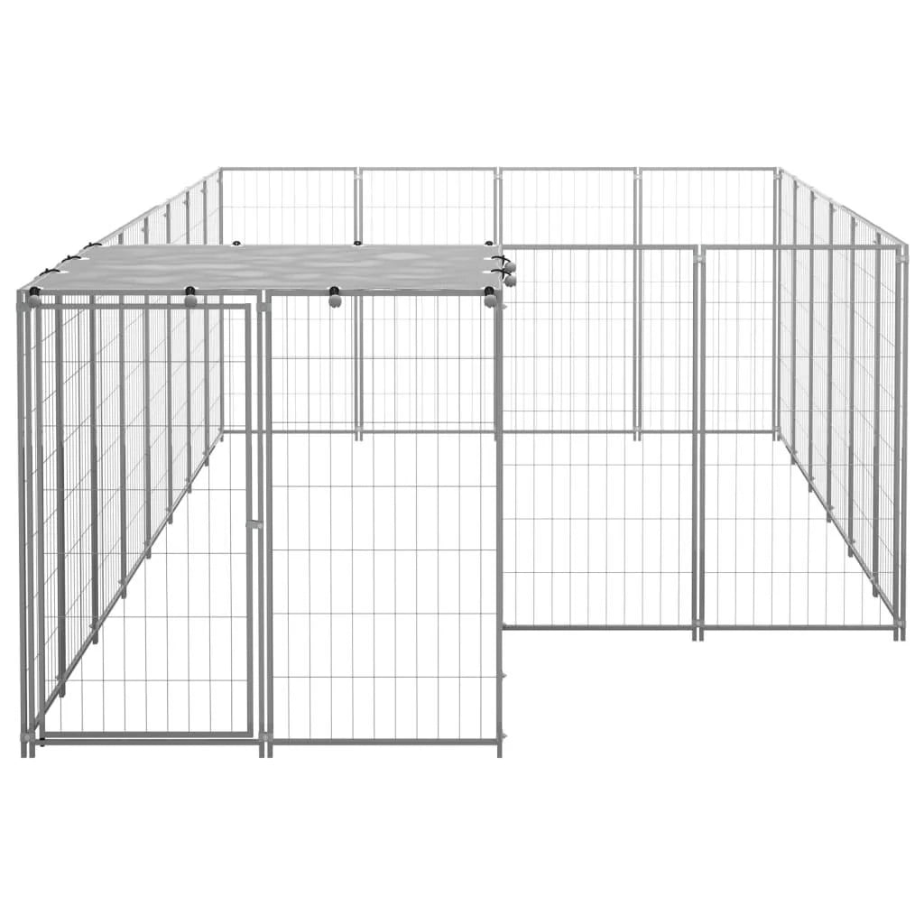 Gabbia per cani da esterno recinto per animali parco argento cane 8,47 m² acciaio 02_0000303